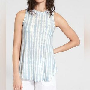 Athleta Women's Blue White Breezy Tie Dye Tank Top Coastal size Small